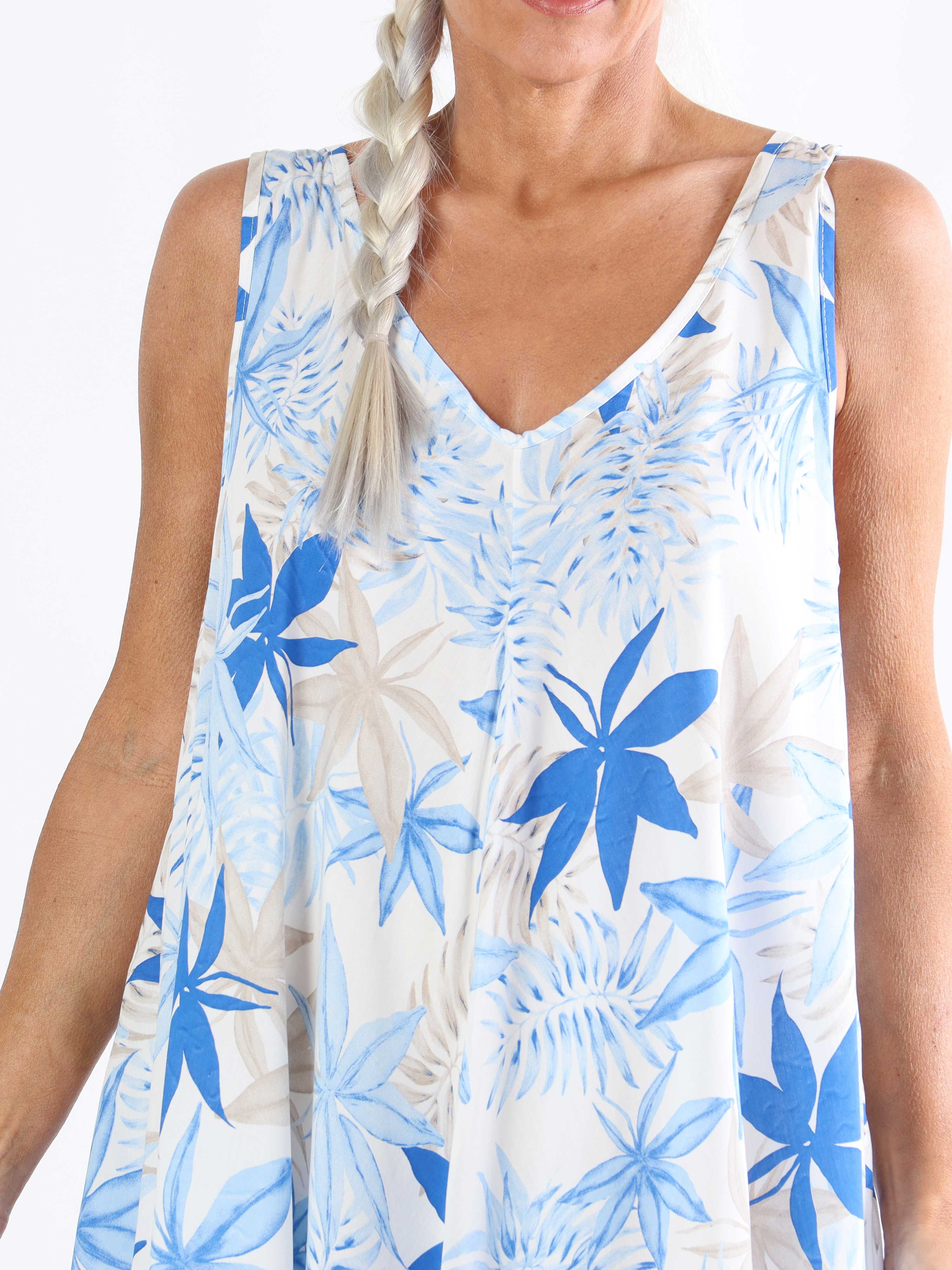 Sigri - Plus size blomsterkjole i viskose med bredestropper